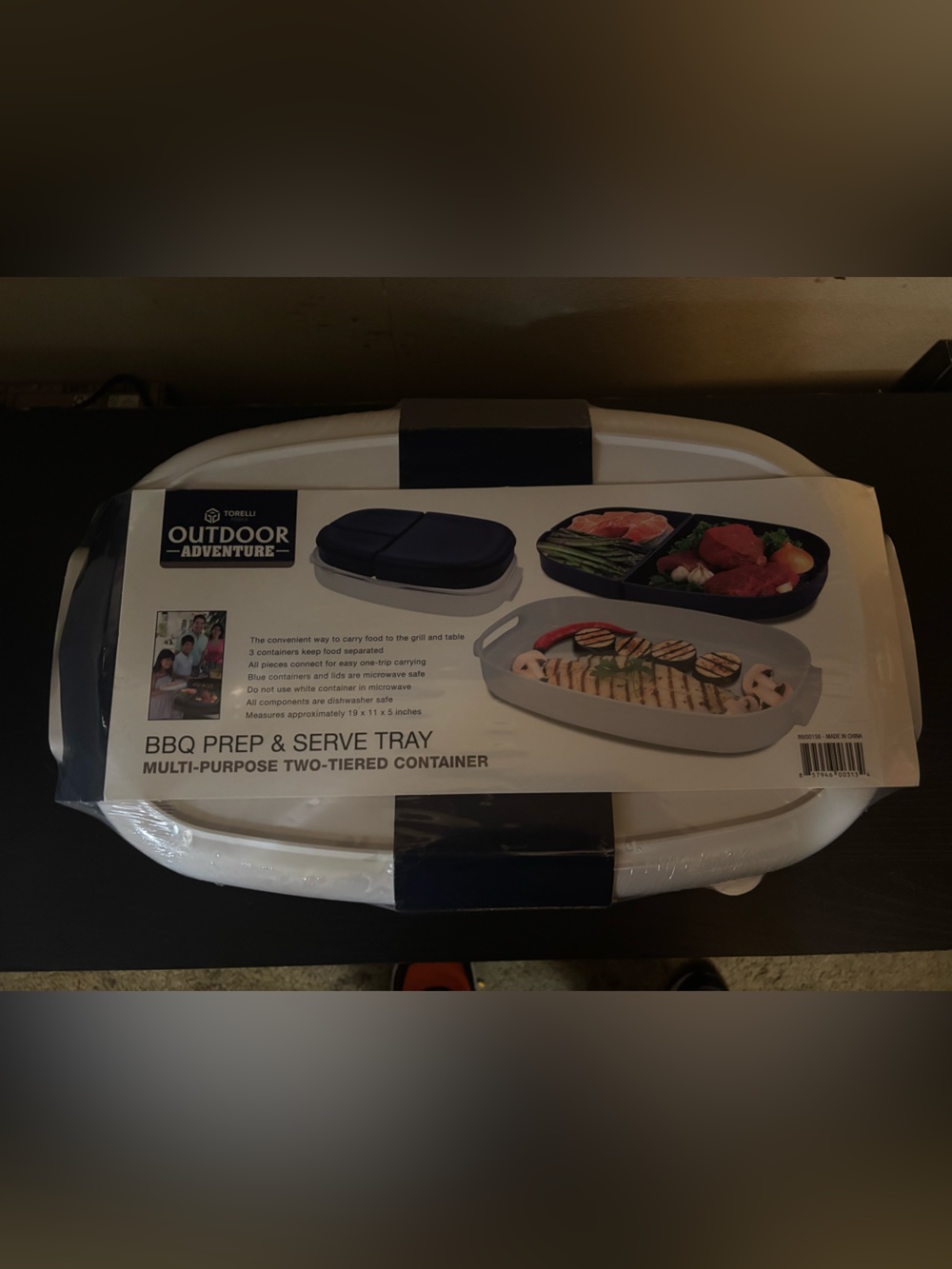 White and Black BBQ Prep & Serve Tray - Multi-Purpose Two-Tiered Container